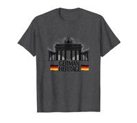 Patrimonio Alemán Puerta de Brandeburgo Orgullo de Berlín Patri Camiseta, Hombre, Jaspeado Oscuro, XL