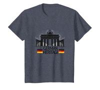 Patrimonio Alemán Puerta de Brandeburgo Orgullo de Berlín Patri Camiseta, Niños, Azul Jaspeado, 4 años