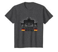 Patrimonio Alemán Puerta de Brandeburgo Orgullo de Berlín Patri Camiseta, Niños, Jaspeado Oscuro, 4 años