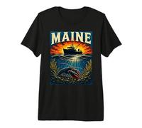 Patrimonio costero del Barco Langosta de Maine Camiseta Premium