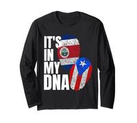 Patrimonio de la Bandera de ADN de Costa Rica y Puerto Rico Manga Larga