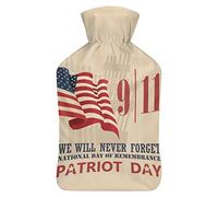 Patriot Day of Septiembre 11 - Botella de agua de goma con cubierta de felpa suave, bolsa de agua caliente para invierno, manos y pies, protección contra el frío, 1000 ml