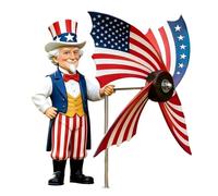 Patriot Spin Windmill, Garden Flag Spinner, 7.87x3.94x3.94in Rotating Ground Decor with Sturdy Stake Base, Weather Resistant Yard Ornament, American Theme Outdoor Design, Backyard Lawn Patio Use