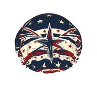 Patriot Star Line - Gorro de ducha para mujer, doble capa, impermeable, elástico, reutilizable, protección para el cabello, gorro de baño para spa, salón de baño, damas