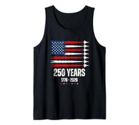 Patriotic 250 Years USA Flag Fighter Jets 4th of July Camiseta sin Mangas