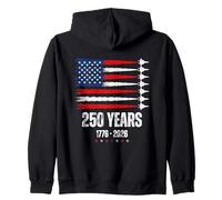 Patriotic 250 Years USA Flag Fighter Jets 4th of July Sudadera con Capucha
