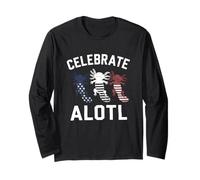 Patriotic 4th of July Axolotl USA Flag Celebration Axolotls Manga Larga