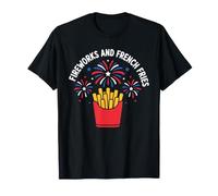 Patriotic 4th of July Independence Day Fireworks and French Camiseta