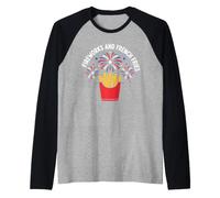 Patriotic 4th of July Independence Day Fireworks and French Camiseta Manga Raglan