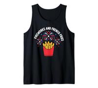 Patriotic 4th of July Independence Day Fireworks and French Camiseta sin Mangas