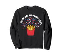 Patriotic 4th of July Independence Day Fireworks and French Sudadera