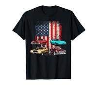 Patriotic American Flag Vintage Muscle Car Camiseta