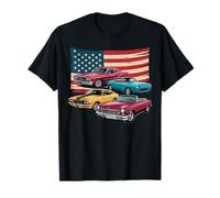 Patriotic American Flag Vintage Muscle Car Camiseta