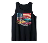 Patriotic American Flag Vintage Muscle Car Camiseta sin Mangas