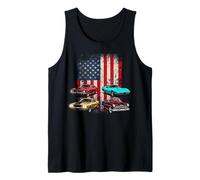 Patriotic American Flag Vintage Muscle Car Camiseta sin Mangas