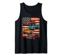 Patriotic American Flag Vintage Muscle Car Camiseta sin Mangas