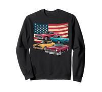 Patriotic American Flag Vintage Muscle Car Sudadera
