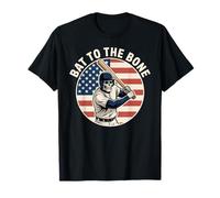 Patriotic American Skeleton Slugger - Béisbol de Halloween Camiseta