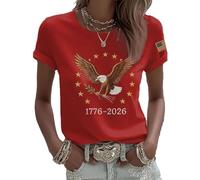 Patriotic and Peaceful Celebration American Eagle 1776-2026 - Camiseta de manga corta para mujer, 250 aniversario, Día de la Independencia, rosso, 4XL