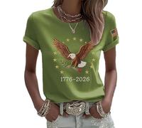 Patriotic and Peaceful Celebration American Eagle 1776-2026 - Camiseta de manga corta para mujer, 250 aniversario, Día de la Independencia, verde, L