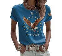 Patriotic and Peaceful Celebration American Eagle 1776-2026 - Camiseta de manga corta para mujer, 250 aniversario, Día de la Independencia, azul, XXL