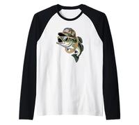 Patriotic Bass Fishing USA Dad Angler Graphic Design Camiseta Manga Raglan