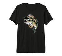 Patriotic Bass Fishing USA Dad Angler Graphic Design Camiseta Premium