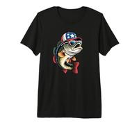 Patriotic Bass Fishing USA Dad Angler Graphic Design Camiseta Premium