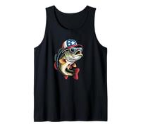 Patriotic Bass Fishing USA Dad Angler Graphic Design Camiseta sin Mangas