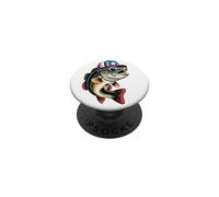 Patriotic Bass Fishing USA Dad Angler Graphic Design PopSockets PopGrip Adhesivo