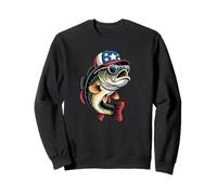 Patriotic Bass Fishing USA Dad Angler Graphic Design Sudadera