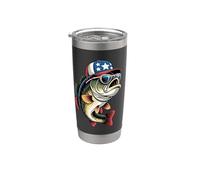 Patriotic Bass Fishing USA Dad Angler Graphic Design Vaso térmico de acero inoxidable de doble pared