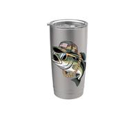 Patriotic Bass Fishing USA Dad Angler Graphic Design Vaso térmico de acero inoxidable de doble pared