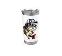 Patriotic Bass Fishing USA Dad Angler Graphic Design Vaso térmico de acero inoxidable de doble pared