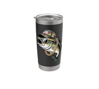 Patriotic Bass Fishing USA Dad Angler Graphic Design Vaso térmico de acero inoxidable de doble pared
