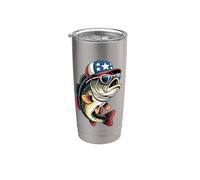 Patriotic Bass Fishing USA Dad Angler Graphic Design Vaso térmico de acero inoxidable de doble pared