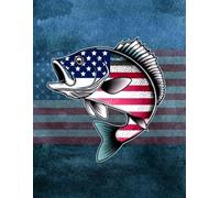 Patriotic Bass Novelty Notebook - American Flag Design: 8.5" X 11" 140 Pages Wide Ruled Paperback