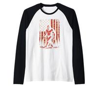 Patriotic Bigfoot - Gráfico del Bosque de la Bandera de Camiseta Manga Raglan