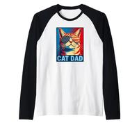 Patriotic Cat Dad Hombre Divertido Cat Dad Camiseta Manga Raglan