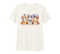 Patriotic Cat Trio 4th of July Cute Kitten USA Graphic Camiseta Premium