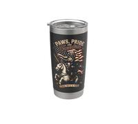 Patriotic Cat Unicorn Ride Wild and Free Vaso térmico de acero inoxidable de doble pared
