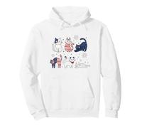 Patriotic Cats - Bandera Estadounidense para el 4 de Julio, Color Rojo y Blanco Sudadera con Capucha