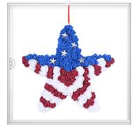 Patriotic Door Wreath | Artificial Flowers Memorial 250th Seasonal Decor, Artisan Summer Decor Patriotic Red White and Blue Wreath - For Independence Day Party Yard Patio Porch Home Office Farmhouse