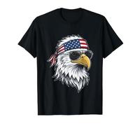 Patriotic Eagle - Gafas de Sol Estilo Aviador con Bandana, Bandera Camiseta gráfica económica, Hombre, Negro, L