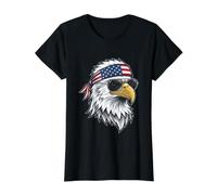 Patriotic Eagle - Gafas de Sol Estilo Aviador con Bandana, Bandera Camiseta gráfica económica, Mujer, Negro, XL
