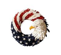 Patriotic Eagle Wreath, 7.87 Inch Red White Blue American Garland Door Hanger for Front Door Porch Window Wall, Memorial Day Holiday Home Decoration