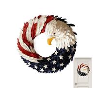 Patriotic Eagle Wreath - Holiday Decor for Home Display | Wooden Sign with Red White Blue, 7.87 Inch Round, Indoor Porch Window Wall Decoration, Memorial Day Independence Celebration