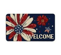 Patriotic Entrance Mat, Absorbent Outdoor Rug, Non-Slip Porch Doormat, Entryway Patio Kitchen Garage House Protector, Home Organizer for Outside Entry, Decorative Gear for Families, Guests, 300g
