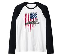 Patriotic F-4 Phantom The Mcdonnell Douglas America - Camiseta con la Bandera Camiseta Manga Raglan