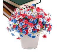 Patriotic Faux Flowers, Red White Blue Garden Decor, 13.77inch Floral Stem Arrangement with Vibrant Finish, Outdoor Ornament, Seasonal Porch Accent with Classic Design, Home Decor for Patio Display